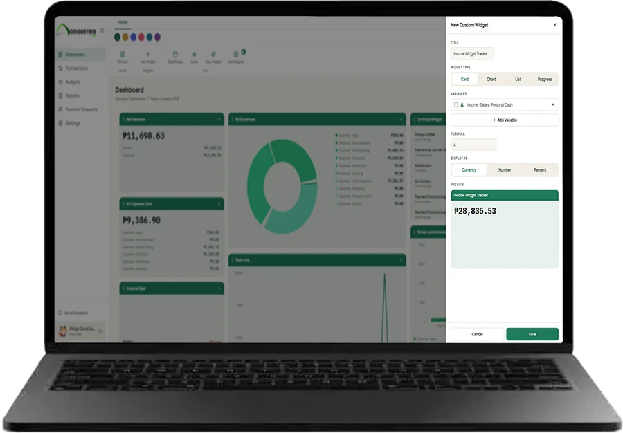 Building a custom widget in the Accountryx Fin dashboard